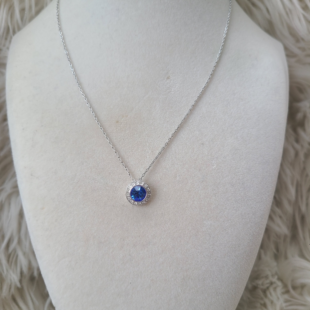 Swarovski Angelic Pendant Blue Crystal, Rhodium Plated- Excellent Condition